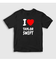 Presmono Unisex Çocuk Beyaz I Love Taylor Swift T-Shirt 311292tt (Siyah)
