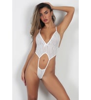 Miorre Fantezi Ayarlanabilir Askılı Simli Babydoll (Beyaz)
