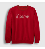 Presmono Unisex Beyaz Logo The Doors Sweatshirt 116371tt (Kırmızı)