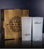 eJOYA Kişiye Özel Kutusunda 2'li Rakı Bardağı Hediye Seti 107131 (Kırmızı)