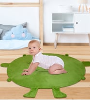 Bebek Oyun Halısı 120 cm Ponponlu ve Ayaklı (%100 Yerli) (Yeşil)