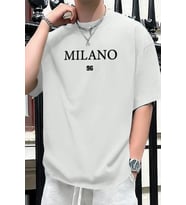 Erkek Milano Baskılı Oversize Tshirt (A.Beyaz)