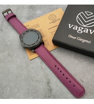 vagave Samsung Galaxy Watch 4  Watch 5 Watch 6 40 44 Mm/pro 45 Mm, Watch 4 40 42 44 46 Mm , Watch 3 41 42 Mm Deri Kordon (Mor)