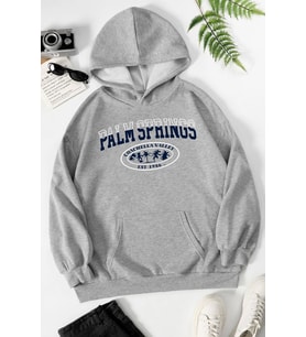 Unisex Palm Springs Baskılı Sweatshirt (Gri)