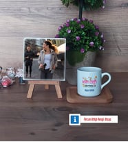 Beden Eğitimi Öğretmeni Fotoğraflı Dekoratif Taş, Ahşap Altlıklı Türk Kahvesi Fincanı Hediye (Model 1)