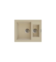 POLEX Cristalüx Granit Eviye P-04 1,5 Gözlü Tezgah Altı Ve Tezgah Üstü Kare Mutfak Evyesi 59,5x49cm (Bej)