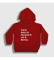 Presmono Unisex Çocuk Beyaz Names How I Met Your Mother Kapüşonlu Sweatshirt 195463tt (Kırmızı)