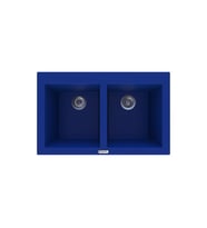 POLEX Cristalüx Granit Eviye P-2XLN 2 Hazneli Tezgah Altı Ve Tezgah Üstü Mutfak Evyesi 80,5x51,5cm (Mavi)