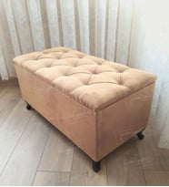 Sandıklı Kapitoneli Ayakucu Puf Bench 100 cm Siyah Ayak (Vizon)
