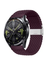 Sneezy Huawei Watch GT Runner-Sport 46mm- GT2 E 22mm Uyumlu Metal Klips Solo Fiberlink Örgü Kordon (Mürdüm)