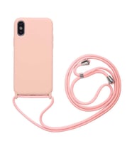 Apple iPhone XS 6.5 Kılıf Zore Ropi İpli Silikon Kılıf (Açık Pembe)