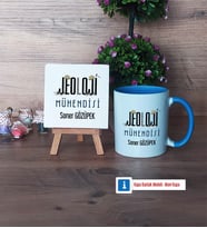 Jeoloji Mühendisi Dekoratif Taş, Kupa Bardak Kırmızı Hediye (Model 3)