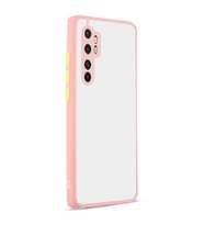 Xiaomi Mi Note 10 Lite Kılıf Hux Düğme ve Kapak Zıt Renk Kılıf (Pembe)