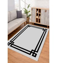 Dijital Kaymaz Taban Yıkanabilir Renkli Salon Halısı Mutfak Halısı Yolluk ND-SD-16 (Siyah)