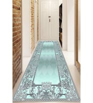 Dijital Baskılı Kaymaz Taban Yıkanabilir Modern Yolluk Ve Koridor Halısı NDU-HK-81 (Mavi)