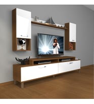 Decoraktiv Ekoflex 5da Mdf Krom Ayaklı Tv Ünitesi Tv Sehpası (Beyaz - Kahverengi)