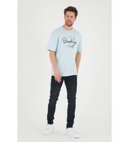 Süperlife Erkek Bisiklet Yaka Standart &Regular Fit Tişort SPR22TS110 (Mavi)