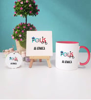 Polis Kupa Bardak Lacivert Dekoratif Taş Baskı Anahtarlık (Model 7)