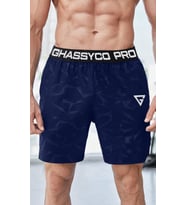 Ghassy Co. Erkek Runnig Pro Elastik Bel Nefes Alabilen Koşu Fitness Spor Şortu (Lacivert)