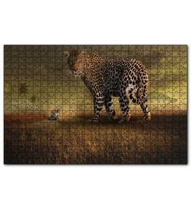 Cakapuzzle Safaride Turistler ve Dev Leopar İllüstrasyon  Puzzle Yapboz MDF (Ahşap) (255 Parça)