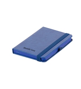 Kenarları Boyalı Konsept Termoderi Kapaklı Not Defteri ( 9 x 14 cm ) (Lacivert)