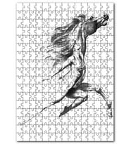 Cakapuzzle Kadın At Gri Ton Görsel Puzzle Yapboz MDF (Ahşap) (255 Parça)
