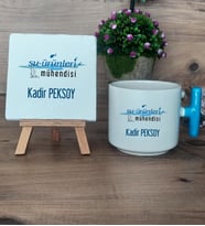 Su Ürünleri Mühendisi Hediye Seti Kupa Bardak T Kulplu ve Dekoratif Taş Mühendisler Günü Hediyesi (Model 3)