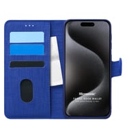 Microsonic Apple iPhone 15 Pro Kılıf Fabric Book Wallet Siyah (Lacivert)