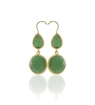 Kadir Jewellery 22 Ayar Altın Kaplama Kadın Taşlı Küpe -El İşçiliği Ve Hipoalerjenik Küpe (Yeşil)