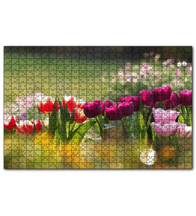 Cakapuzzle Gün Işığı Renkli Lale Bahçesi  Puzzle Yapboz MDF (Ahşap) (1000 Parça)