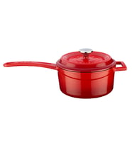 Lava Döküm Yuvarlak Sos Tenceresi. Döküm Demir Yekpare Saplı Trendy Serisi Çap(Ø16 cm. (Kırmızı)