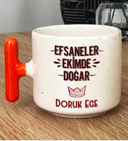 Kişiye Özel Efsaneler Ekimde Doğar Hediye T Kupa Bardak Doğum Günü Hediyesi (Turuncu)