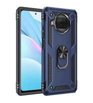 Xiaomi Redmi Note 9 Pro 5G Kılıf Yüzüklü Standlı Manyetikli Armor Zırh (Mavi)