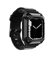 Apple Watch 7 41mm Zore KRD-88 Sert PC Kasa Koruyuculu Silikon Kordon (Siyah)