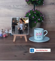 Beden Eğitimi Öğretmeni Fotoğraflı Dekoratif Taş, Ahşap Altlıklı Türk Kahvesi Fincanı Hediye (Model 2)