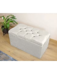 Lüks Sandıklı Kapitoneli Puf 110 cm (Beyaz)
