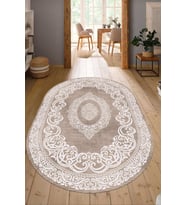Dijital Baskılı Kaymaz Taban Yıkanabilir Oval Salon Halısı Mutfak Halısı Yolluk NDO-HK-104 (Çok Renkli)