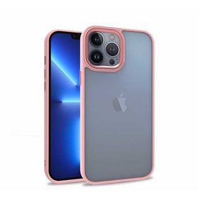 Uyumlu Model Apple iPhone 13 Pro Max Kılıf Kamera Nikelaj Kenar Renkli Kapak (Rose)