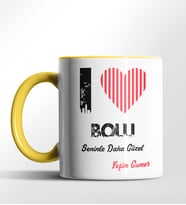 Kişiye Özel Bolu Seninle Daha Güzel Tema Siyah Renk Kupa (Sarı)