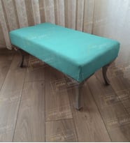 Ayak Ucu Kapı Önü Antre Düz Bench Puf Orta Sehpa Gümüş Ayak 120 cm (Turkuaz)