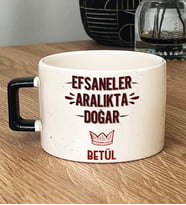 Kişiye Özel Efsaneler Aralıkta Doğar Hediye Lüks Fincan Doğum Günü Hediyesi (Siyah)