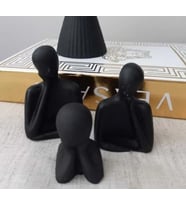 Aile Biblo Dekor Aşk Sevgili Çocuk Hediyelik (2* 10x6x3.5 - 1 *6x3.5x3.5 ) (Siyah)