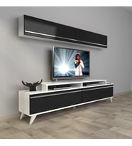 Decoraktiv Ekoflex 5 Mdf Retro Tv Ünitesi Tv Sehpası (Beyaz-Siyah)