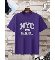 NYC Baskılı Unisex Oversize Tshirt (Mor)