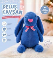 Uyku Arkadaşım Uzun Kulak Bunny Peluş Tavşan 65 cm (Lacivert-Saks)
