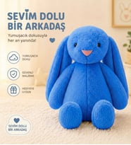 Uyku Arkadaşım Uzun Kulak Bunny Peluş Tavşan 65 cm (Lacivert-Saks)