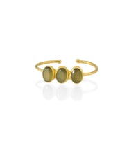 Kadir Jewellery 22 Ayar Altın Kaplama Zirkon Taşlı Ayarlanabilir Trend Bilezik (Zeytin Yeşili)