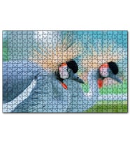 Cakapuzzle Açık Mavi Renkli Tepeli Turna Görseli  Puzzle Yapboz MDF (Ahşap) (500 Parça)