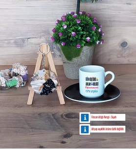 Din Kültürü Öğretmeni Türk Kahvesi Fincanı Ahşap Altlıklı ve Fotoğraflı Ahşap Anahtarlık Hediye Öğretmenler Günü Hediyesi (Model 7)