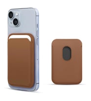 Microsonic Apple iPhone 15 Plus Leather Wallet MagSafe Yeşil (Kahverengi)